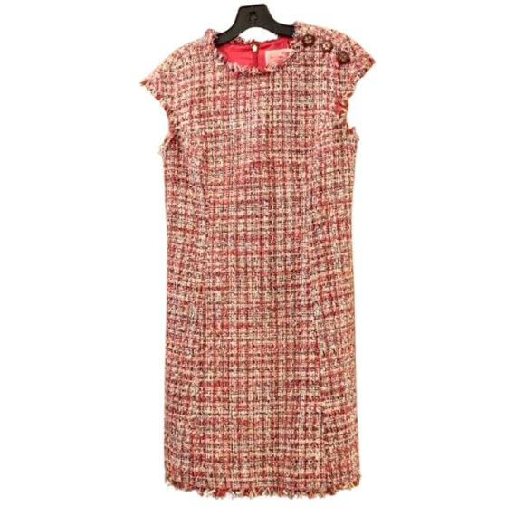 KATE SPADE~TEXTURED TWEED DRESS~Knee Length Short Sleeveless Pink SIZE 6 - Picture 1 of 5